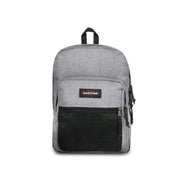 Gray heathered eastpak men blue rucksack polyester backpack with black mesh panel and zipper pulls 42x32x25.5 cm