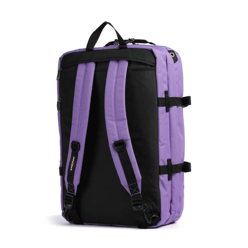Eastpak men purple polyester rucksack with pockets featuring adjustable shoulder straps and side compression straps