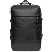 Eastpak men purple polyester rucksack with pockets showing black backpack back with matte finish and reinforced straps