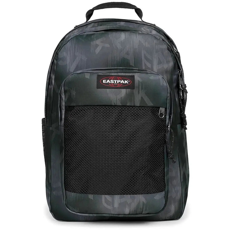 Dark gray and black camouflage eastpak men rucksack in polyamide with mesh front zip pocket 29x44x28 cm
