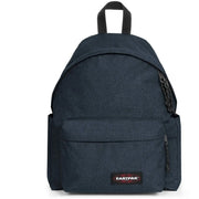 Dark blue textured eastpak men rucksack with black zippers top handle green polyamide zip pocket 40x30x18