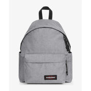 Eastpak men rucksack green polyamide with gray heathered backpack front black zippers and top handle 40x30x18 cm