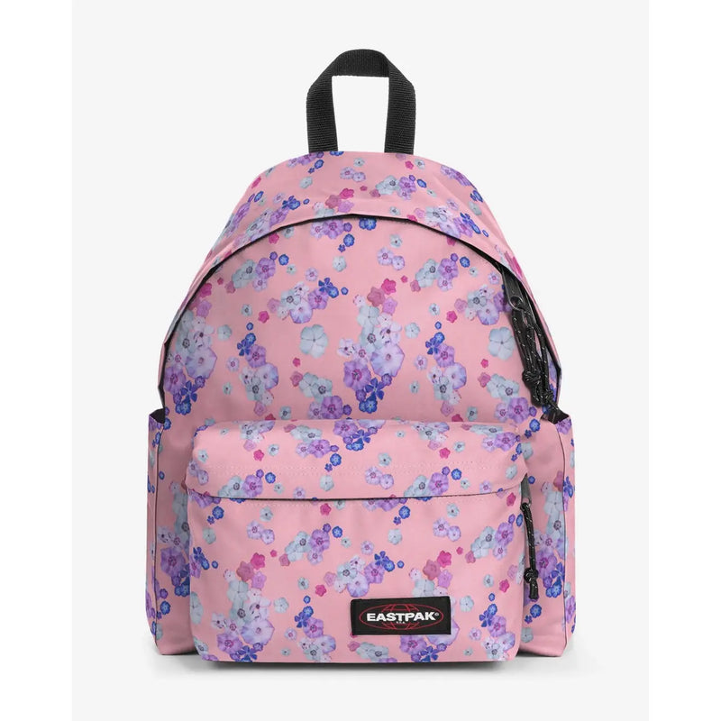 Eastpak men rucksack green polyamide with pink floral pattern, black zippers, and handle, 40x30x18 cm