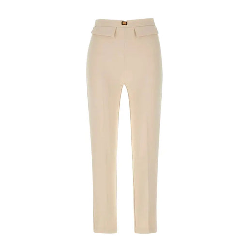 Elisabetta Franchi beige polyester women’s trousers, cream tailored straight-leg cut