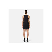 Black sleeveless mini dress with high neckline from Elisabetta Franchi, featuring a zip front