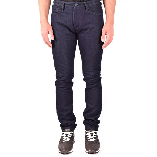 Emporio Armani Herrenjeans in Dunkelindigo mit schmaler Passform und Fünf-Taschen-Design, Vorderansicht