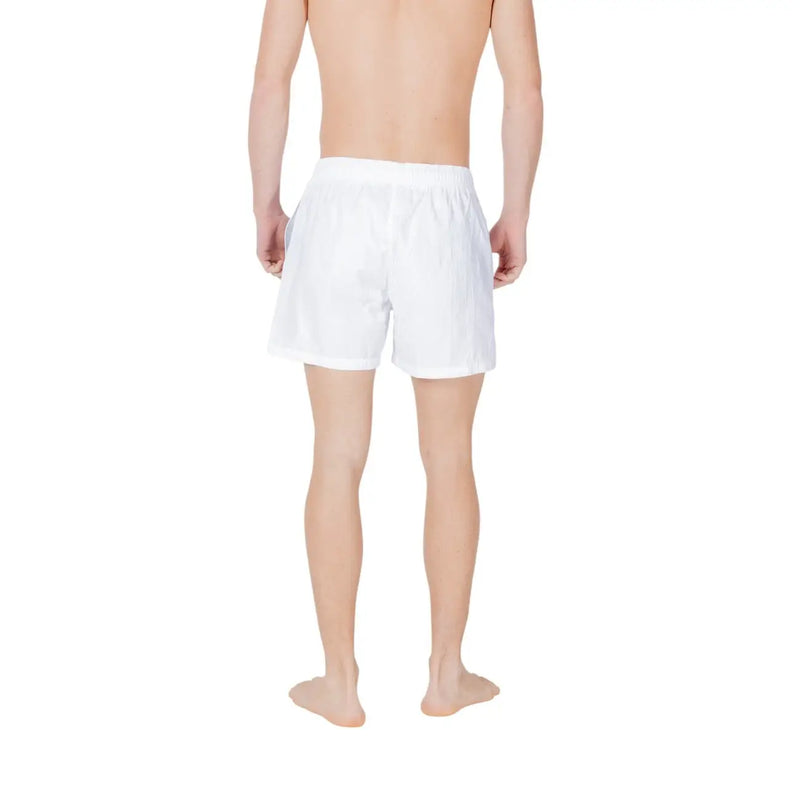 Emporio armani men swimwear white polyamide boxer shorts with a relaxed fit and elastic waistband