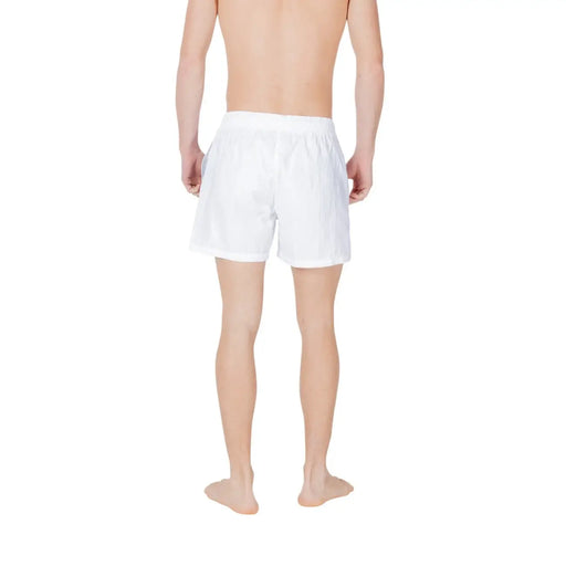 Emporio armani men swimwear white polyamide boxer shorts with a relaxed fit and elastic waistband