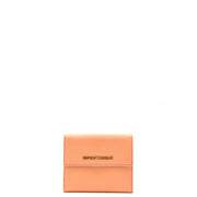Emporio Armani women leather wallet coral with pockets in peach color featuring smooth leather and gold-tone logo plaque