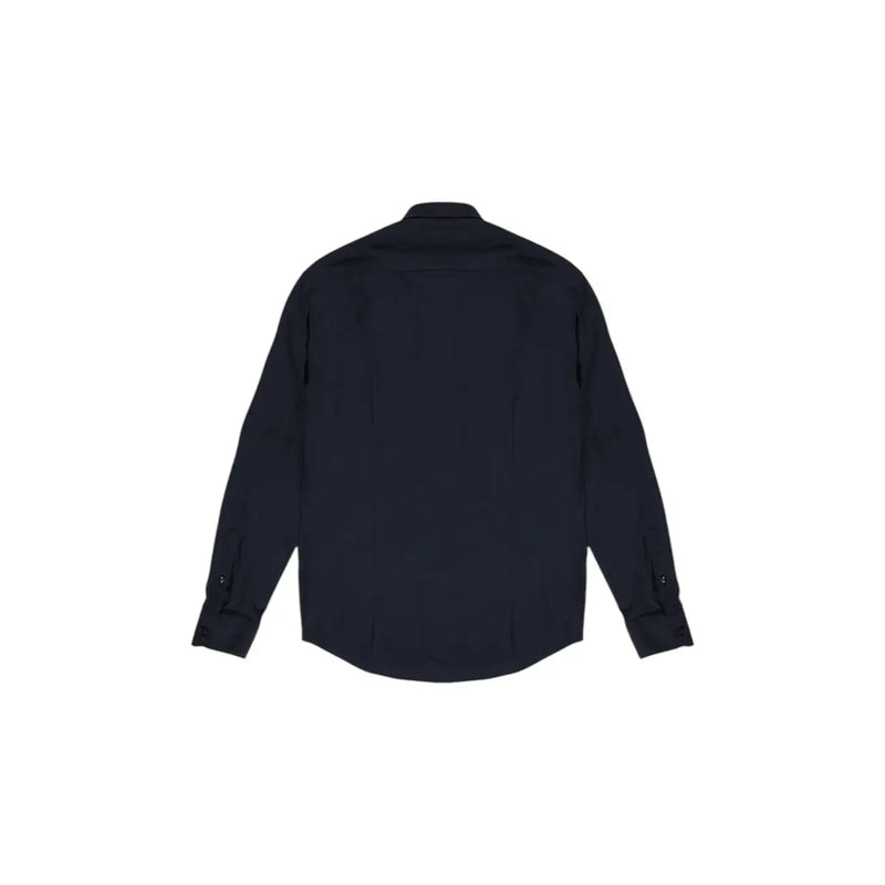 Fashion Brand men shirt a sleek dark navy blue long-sleeved button-up shirt with classic collar and finished cuffs