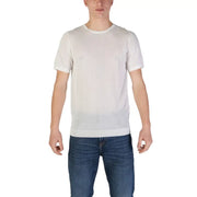 White short-sleeved crew neck viscose t-shirt with ribbed hem from fashion brand men polo collection