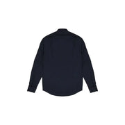 Fashion Brand men shirt a sleek dark navy blue long-sleeved button-up shirt with classic collar and finished cuffs