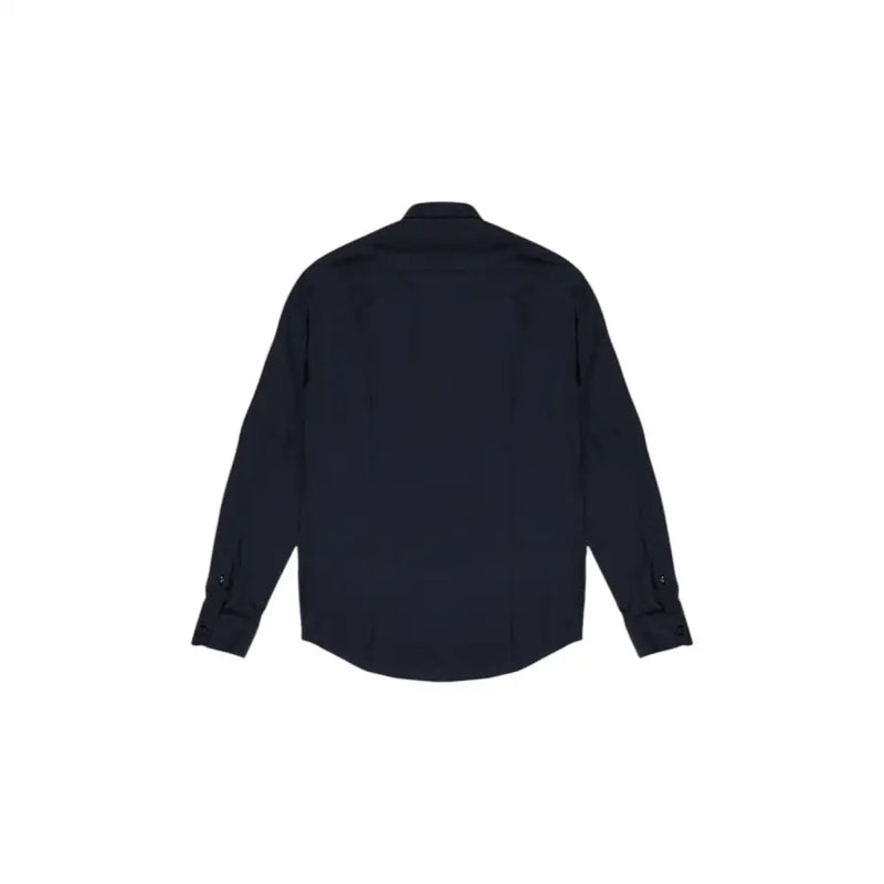 Fashion Brand men shirt a sleek dark navy blue long-sleeved button-up shirt with classic collar and finished cuffs