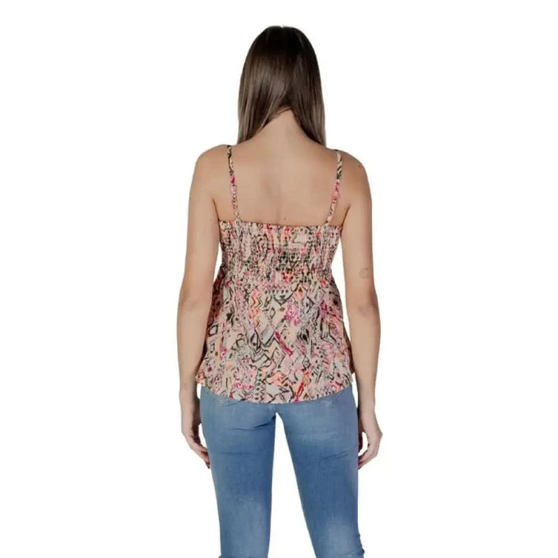 Floral print spaghetti strap top with smocked back, Pink B.young Women’s Cotton Tank Top