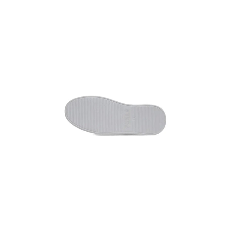 White rubber sole of furla women’s white leather and polyurethane sneakers with smooth textured surface and rounded edges