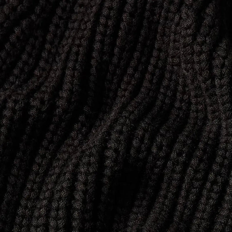 Schwarze, gerippte G-Star-Strickmütze für Herren mit ineinandergreifendem Strickmuster, Vorderansicht