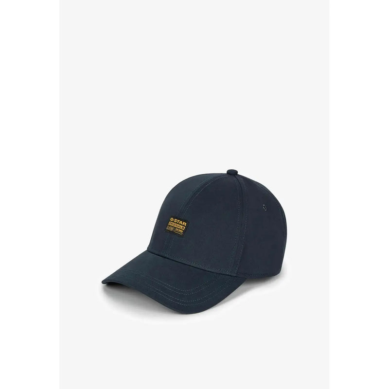 G-Star cap for men in dark navy with gold-tone embroidered logo patch, front view