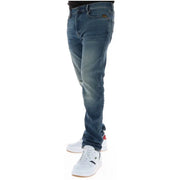 G-star men jeans blue button fly cotton stretch 51001 with faded wash and classic five-pocket design
