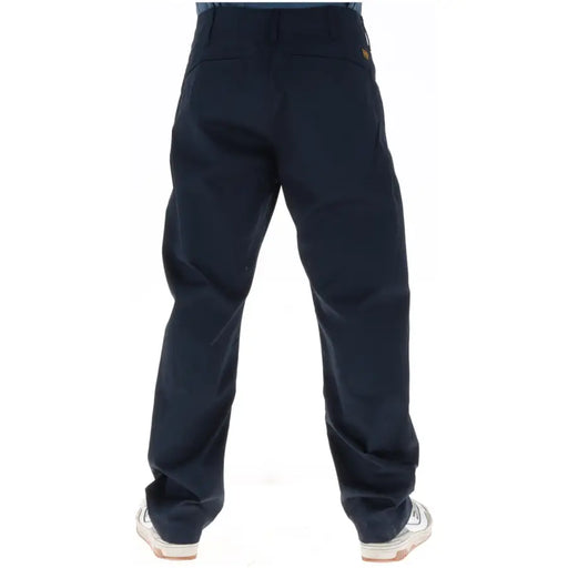 Dark navy blue G-star men trousers cotton work pants with classic straight-leg cut and subtle stitching details