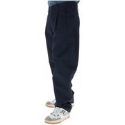 G-star men dark navy pleated chino trousers in cotton with straight-leg cut and visible stitching spring summer bd size