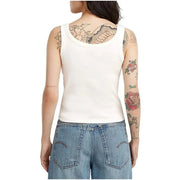White ribbed cotton tank top with round neck and sleeveless design from g-star women collection front view