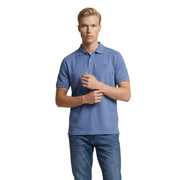 Gant men polo shirt blue short sleeve cotton pique with small embroidered logo on the left chest