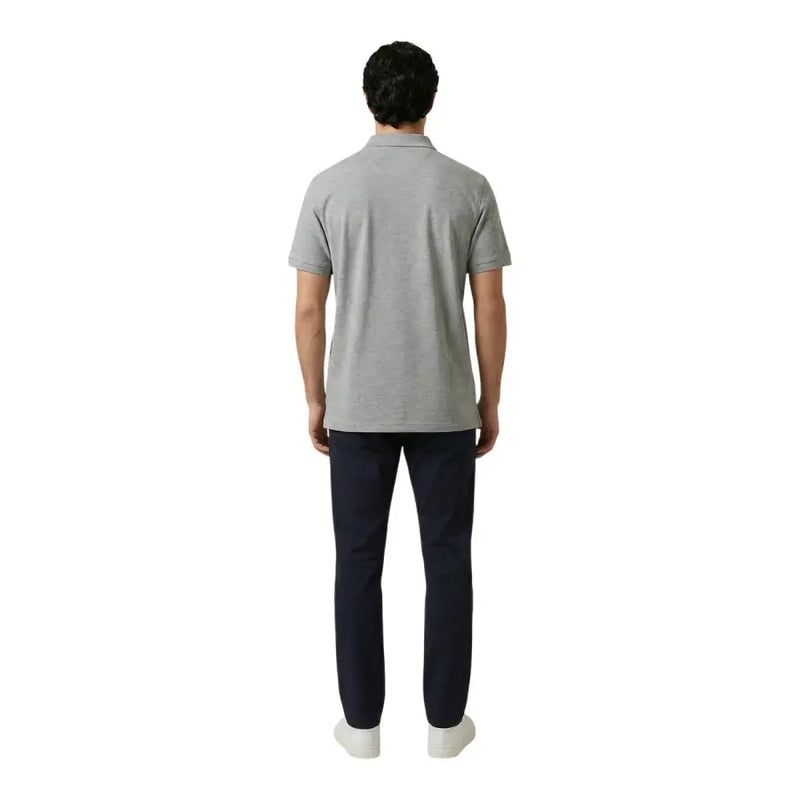 Gray textured cotton stretch polo shirt by gant for men with classic collar and short sleeves