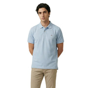 Light blue pique cotton stretch polo shirt for men by gant with small embroidered logo on the left chest