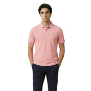 Gant men polo shirt in soft pink cotton stretch with classic collar short sleeves and embroidered logo on left chest