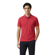 Red Gant men polo shirt in cotton stretch with short sleeves and subtle embroidered logo on the chest