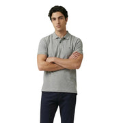 Gray textured cotton stretch polo shirt for men by Gant with short sleeves and small embroidered logo on left chest