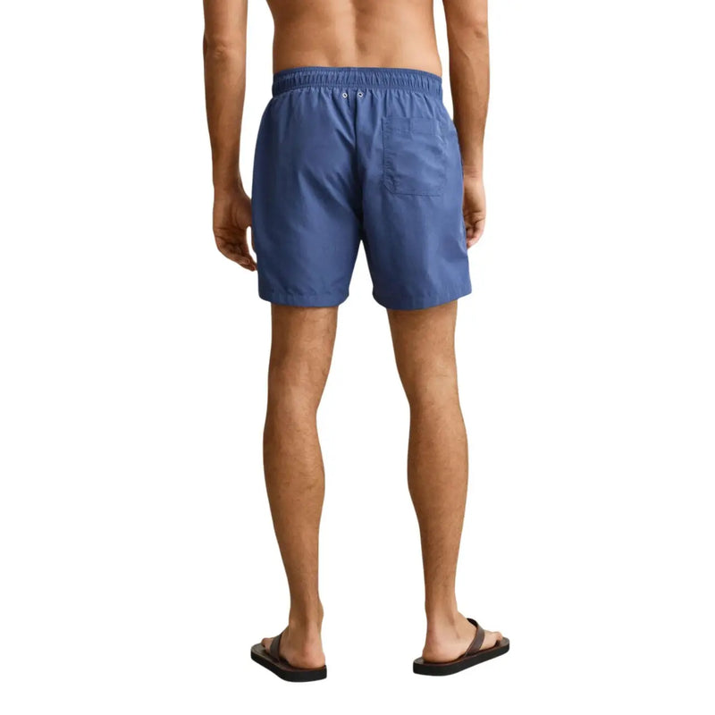 Blue gant men swimwear light blue polyamide board shorts back side with elastic waistband and single back pocket