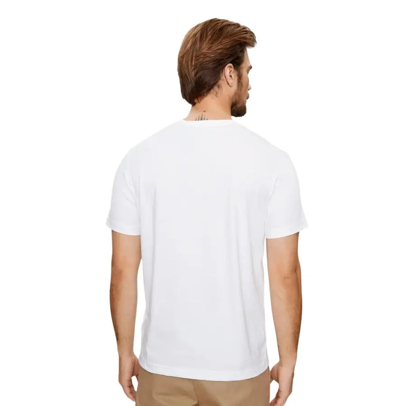 T-shirt blanc en coton à col rond t-shirt T-shirt à manches courtes pour homme de la marque Gant, 100 % coton.