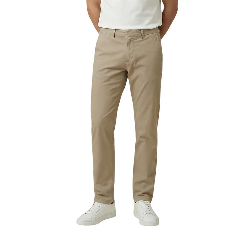 Gant men trousers khaki chino pants with classic fit and subtle stitching details for versatile wear