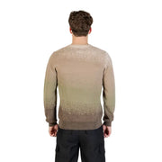 Olive green and brown ombre sweatshirt with lace detailing on the back.