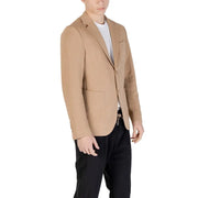 Men’s tan single-breasted blazer with notched lapels from Gianni Lupo Beige Spring Summer collection