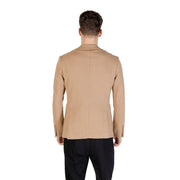 Beige tailored blazer by Gianni Lupo with a clean structured fit and subtle stitching details for men spring summer