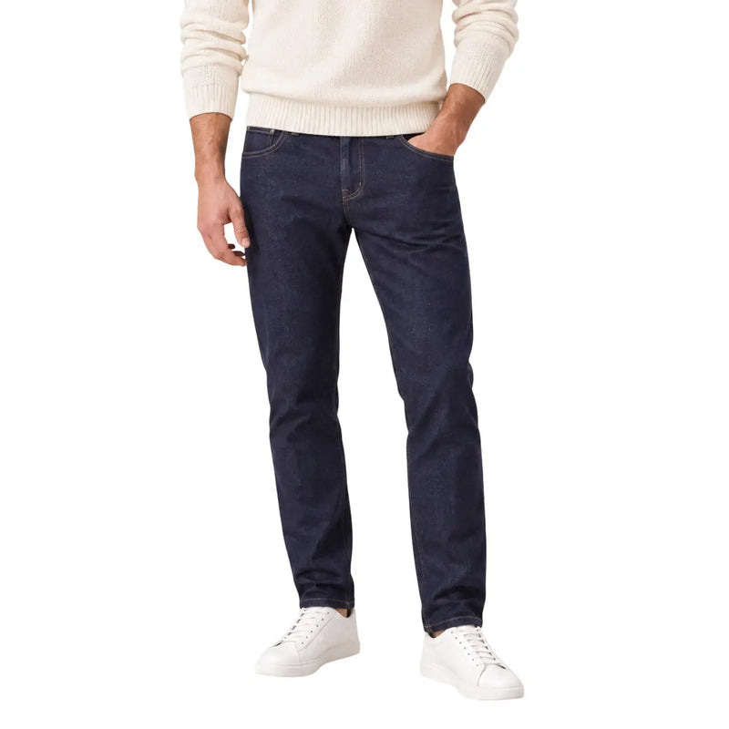 Gianni Lupo Karottenfarbene Jeans für Herren in Dunkelindigo mit schmaler Passform und klassischem Five-Pocket-Design, Vorderansicht