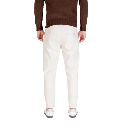 Gianni lupo Slim-Fit-Jeans für Herren in Creme mit schlichtem Gesäßtaschendesign, Rückansicht