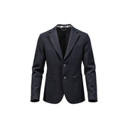 Schwarze Männer Gianni Lupo Schwarzer Strickblazer mit dezenter Struktur, zwei Knöpfen vorne und gemustertem Innenfutter