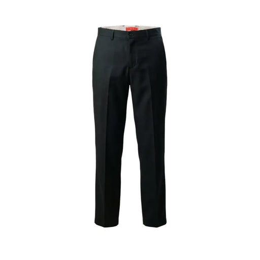 Gianni Lupo men black polyester viscose trousers with a straight-leg cut and subtle front crease