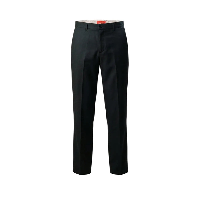 Gianni Lupo men black polyester viscose trousers with a straight-leg cut and subtle front crease