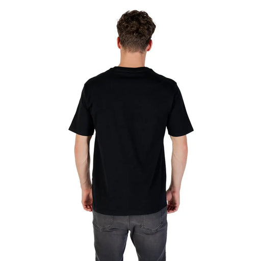 Gianni Lupo men black printed short sleeve cotton t shirt with crew neck and short sleeves in a classic fit