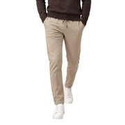 Beige Chino-Hosen aus Baumwolle von gianni lupo mit Kordelzugbund, schmal zulaufenden Beinen und Stretch-Passform für Herren