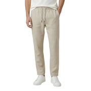 lin beige gianni lupo Pantalon homme en lyocell, coupe fuselée, taille élastiquée avec cordon de serrage, idéal pour une tenue décontractée.