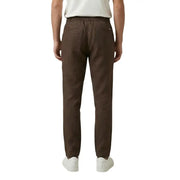 Vue arrière de gianni lupo Pantalon chino marron en lyocell pour homme, avec taille élastiquée et deux poches arrière