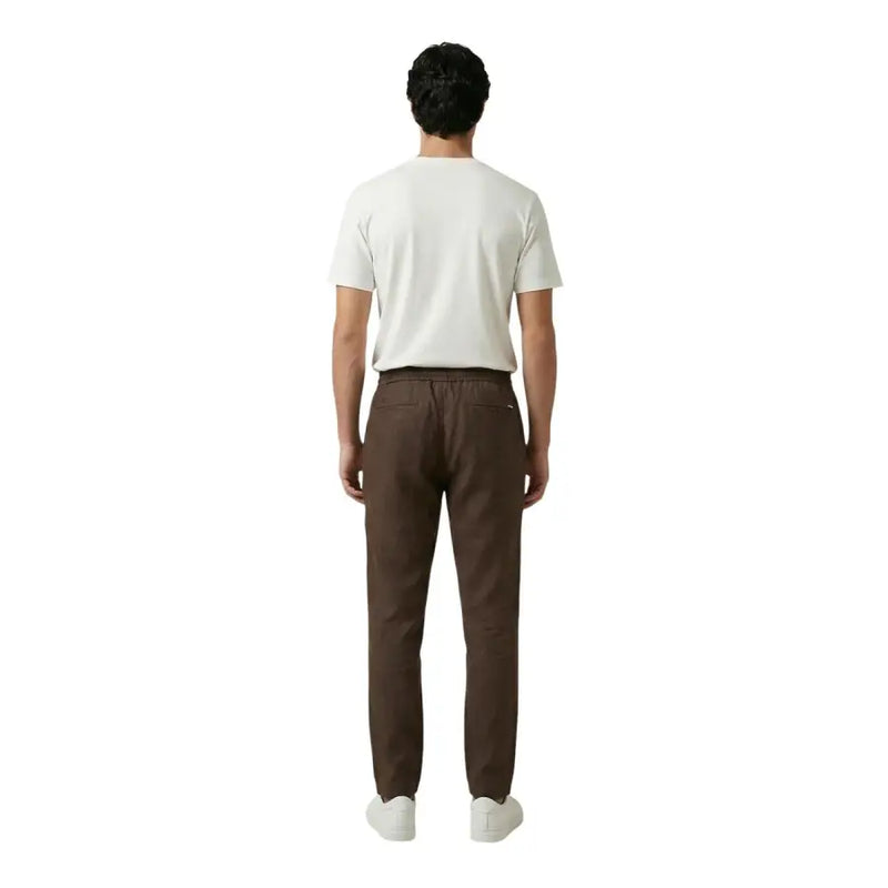 Gianni lupo Pantalon homme marron en lyocell avec lacets, coupe décontractée et taille élastiquée.