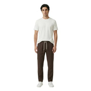 Pantalon en lin lyocell marron par gianni lupo pour hommes avec taille élastiquée et jambes fuselées fj3270-s26