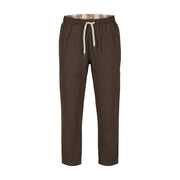 Gianni lupo Pantalon homme marron en lyocell avec lacets, taille élastiquée à cordon et doublure intérieure à motifs