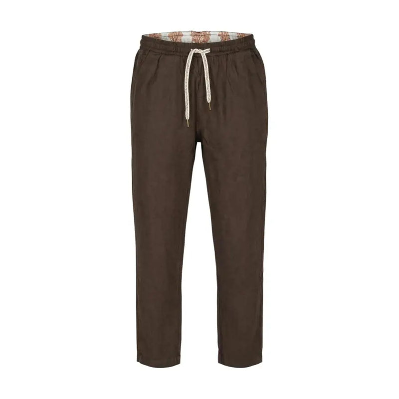Gianni lupo Pantalon homme marron en lyocell avec lacets, taille élastiquée à cordon et doublure intérieure à motifs
